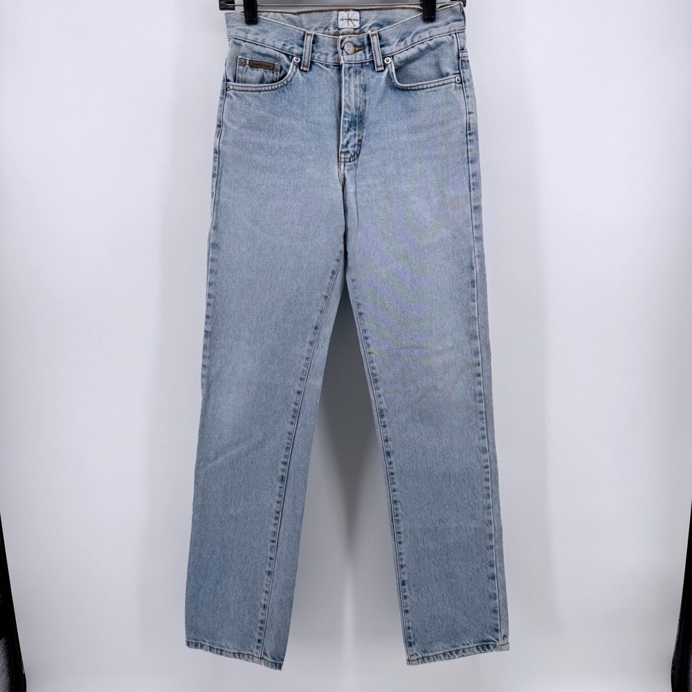 Vintage Calvin Klein Jean Womens 3 Straight Leg Double Stone Wash Light Blue 90s - Picture 2 of 8